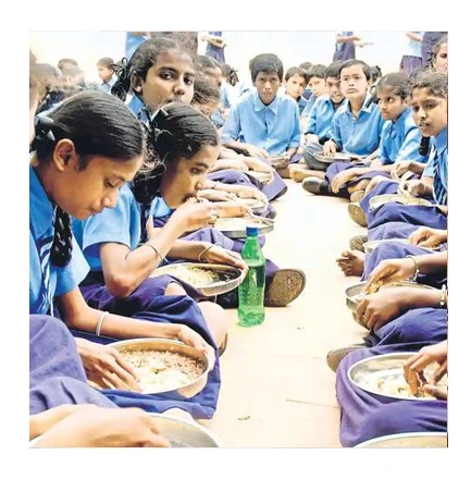 Niños vestidos de azul Fundación Akshaya Patra tienda online incienso tienda esencia producto india inciensoshop