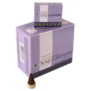 Conos Golden Nag Lavender de Vijayshree Tipo Agarbatti Masala Hecho a Mano en Caja de 12 uds de 15g - Imagen 3